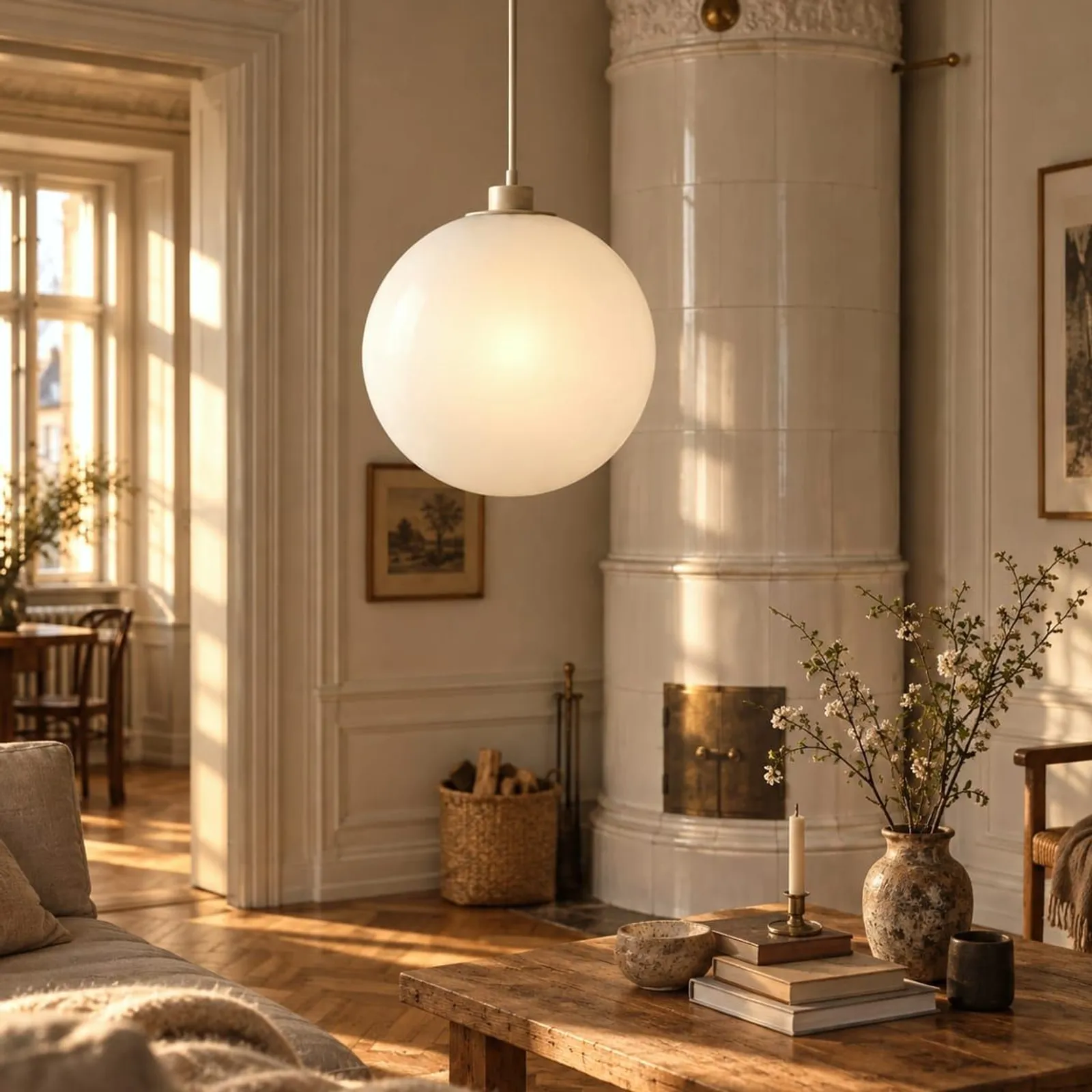 Suspension Enen blanc craie - miniature 2