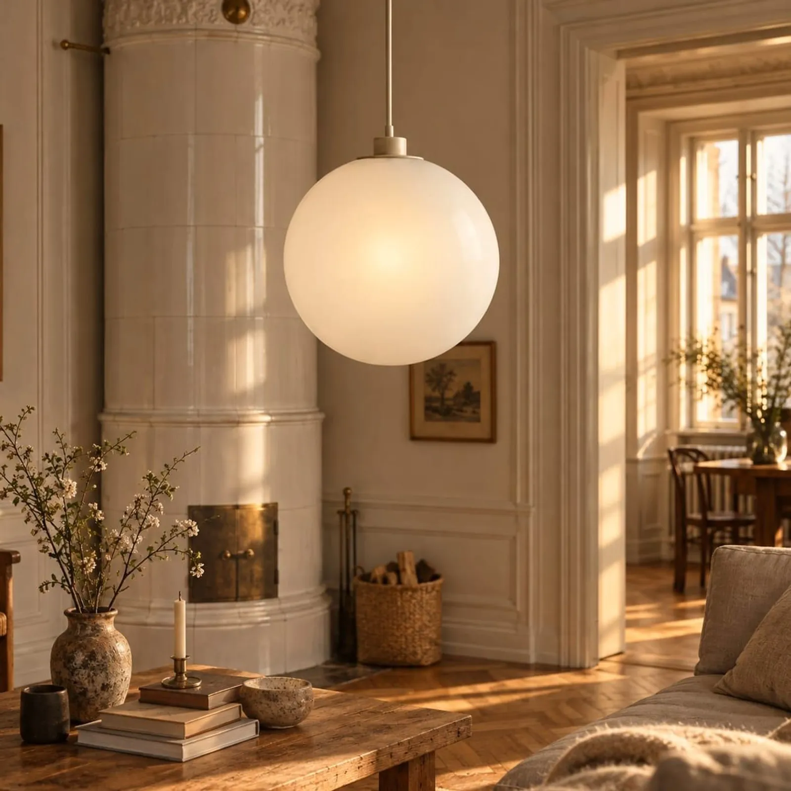 Suspension Linet blanc craie - miniature 2