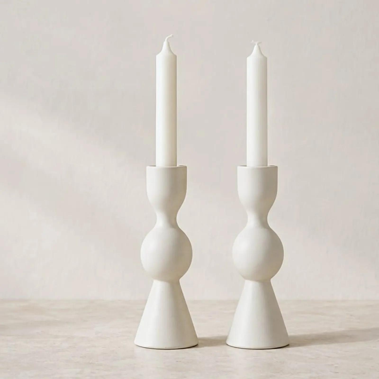 Bougeoir Hedern blanc craie II